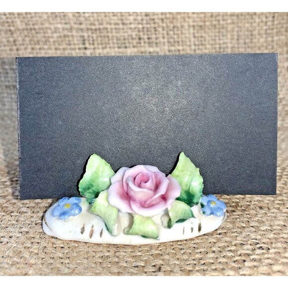 Antique German Rose Place Card Holders Set Of 4 Business Card Holder - Picture 2 of 7